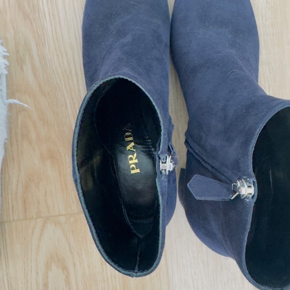 Navy Suede Prada Ankle Boots Size 8 - Picture 7 of 7
